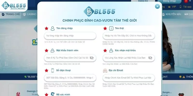 Cập nhật các thông tin theo mẫu mà nhà cái yêu cầu